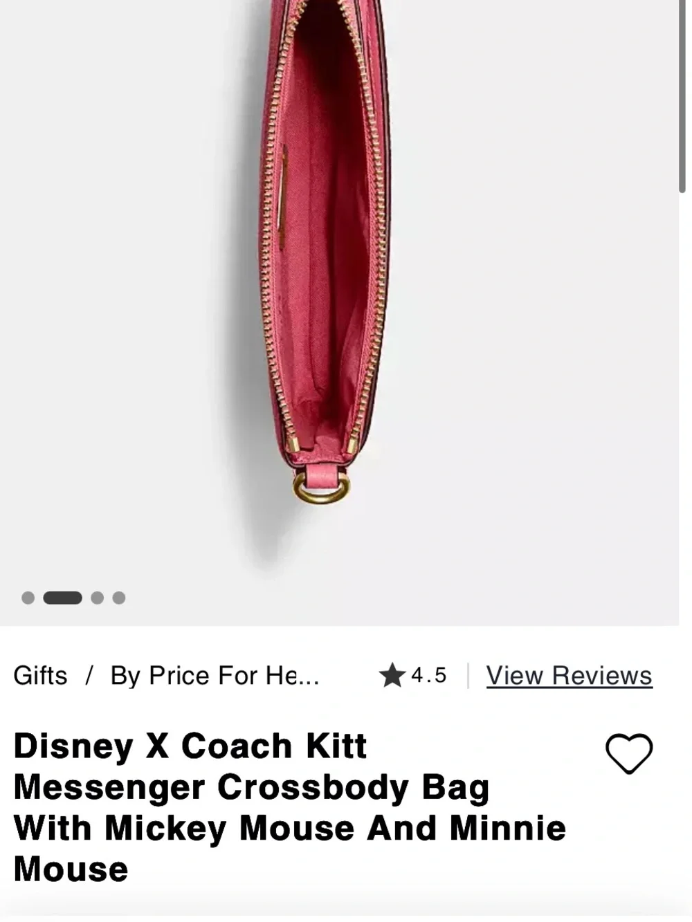 Coach Pink Mickey and Minnie  Leather Crossbody Bag and matching wallet.  New.